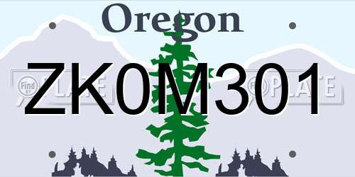 ZK0M301 Oregon License Plate