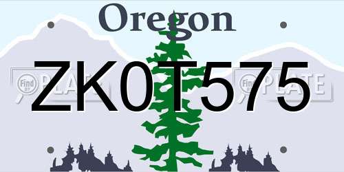 ZK0T575 Oregon License Plate