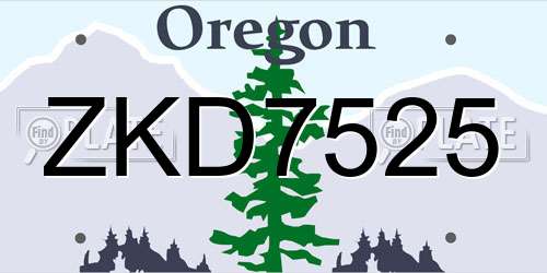 ZKD7525 Oregon License Plate