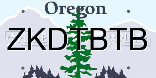 ZKDTBTB Oregon License Plate