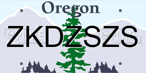 ZKDZSZS Oregon License Plate