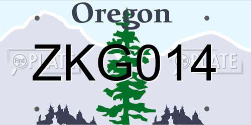 ZKG014 Oregon License Plate