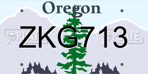 ZKG713 Oregon License Plate