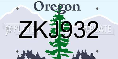 ZKJ932 Oregon License Plate