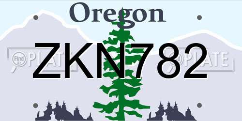 ZKN782 Oregon License Plate