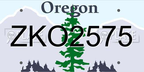 ZKO2575 Oregon License Plate
