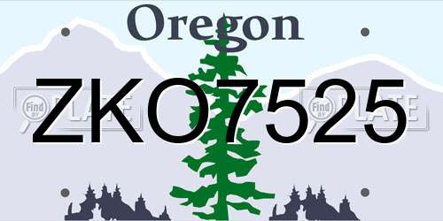 ZKO7525 Oregon License Plate