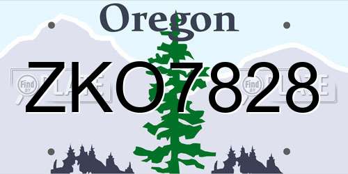 ZKO7828 Oregon License Plate