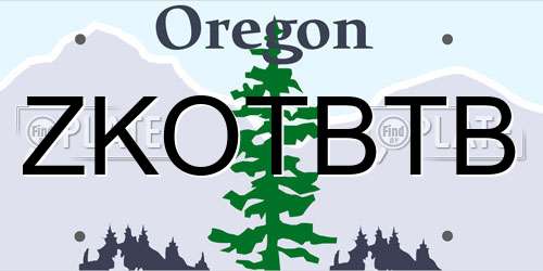 ZKOTBTB Oregon License Plate