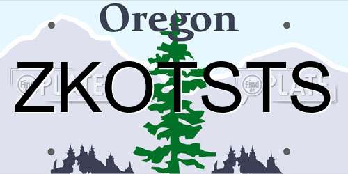 ZKOTSTS Oregon License Plate