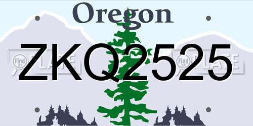 ZKQ2525 Oregon License Plate