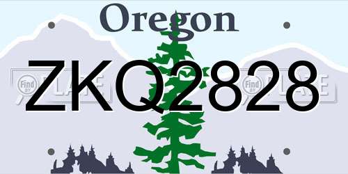 ZKQ2828 Oregon License Plate