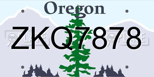 ZKQ7878 Oregon License Plate
