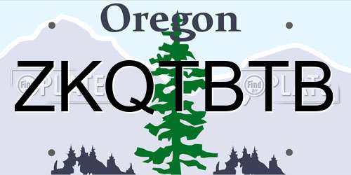 ZKQTBTB Oregon License Plate