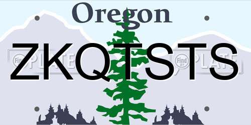 ZKQTSTS Oregon License Plate