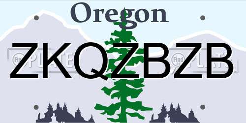 ZKQZBZB Oregon License Plate