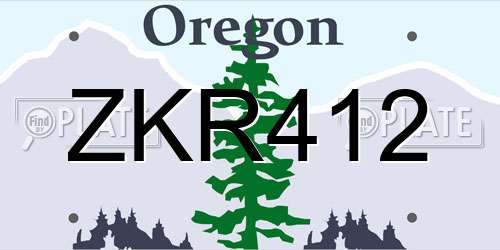 ZKR412 Oregon License Plate