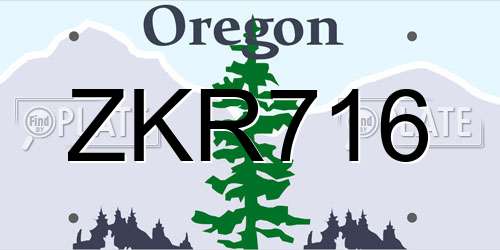 ZKR716 Oregon License Plate