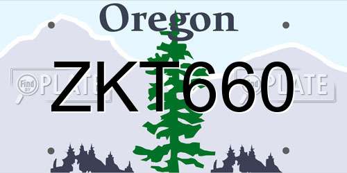 ZKT660 Oregon License Plate