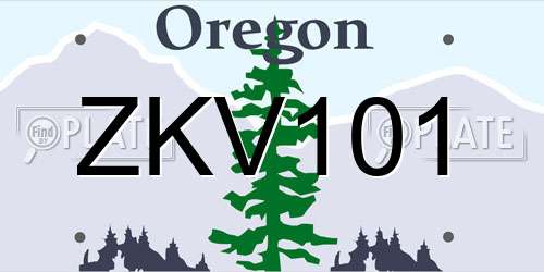 ZKV101 Oregon License Plate