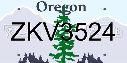 ZKV3524 Oregon License Plate