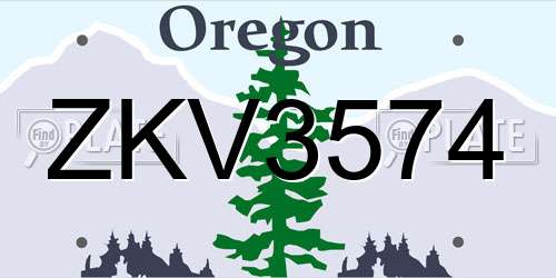 ZKV3574 Oregon License Plate