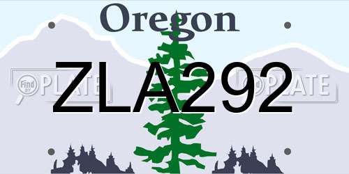 ZLA292 Oregon License Plate