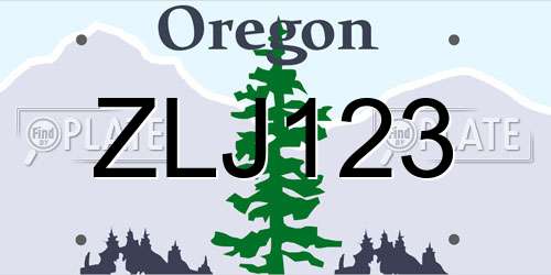 ZLJ123 Oregon License Plate