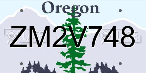ZM2V748 Oregon License Plate