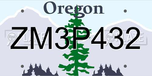 ZM3P432 Oregon License Plate