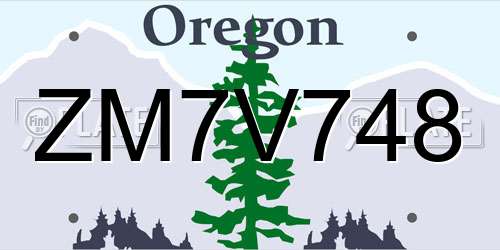ZM7V748 Oregon License Plate