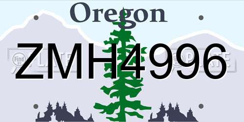 ZMH4996 Oregon License Plate