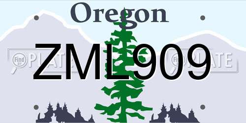 ZML909 Oregon License Plate