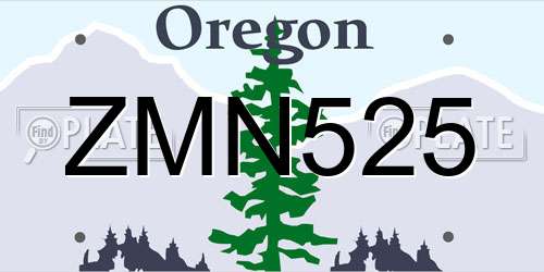 ZMN525 Oregon License Plate