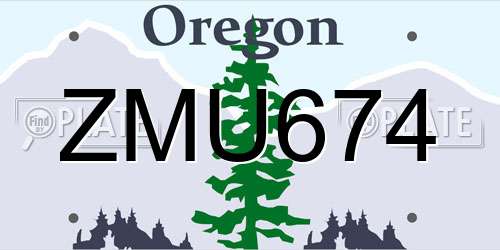 ZMU674 Oregon License Plate