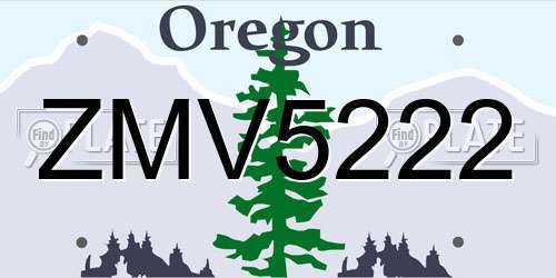 ZMV5222 Oregon License Plate
