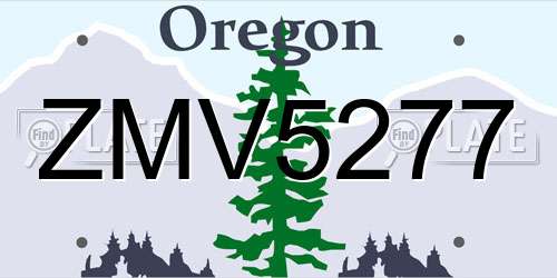 ZMV5277 Oregon License Plate