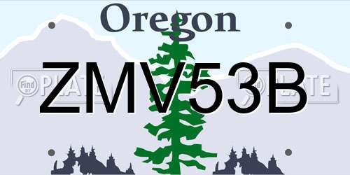ZMV53B Oregon License Plate