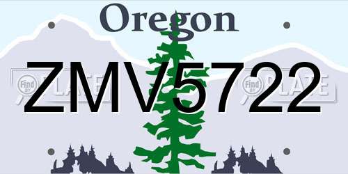 ZMV5722 Oregon License Plate