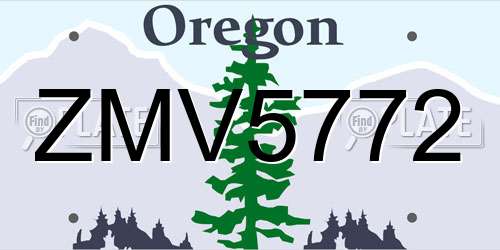 ZMV5772 Oregon License Plate