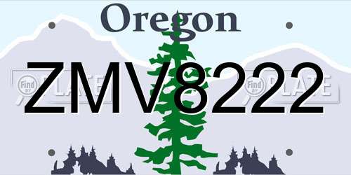 ZMV8222 Oregon License Plate