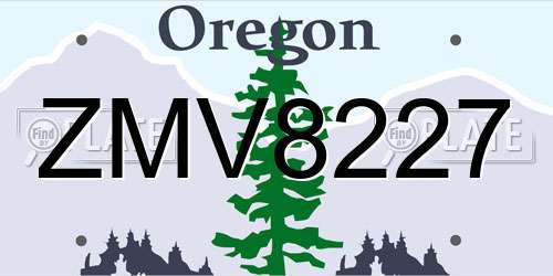 ZMV8227 Oregon License Plate