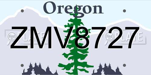 ZMV8727 Oregon License Plate