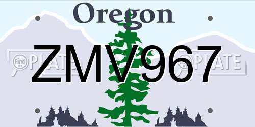 ZMV967 Oregon License Plate