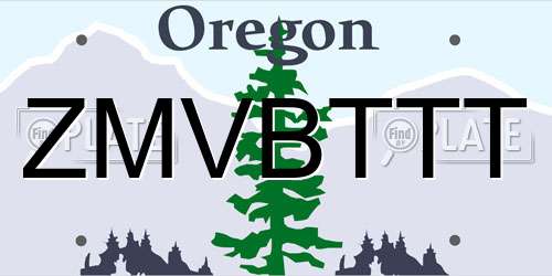 ZMVBTTT Oregon License Plate