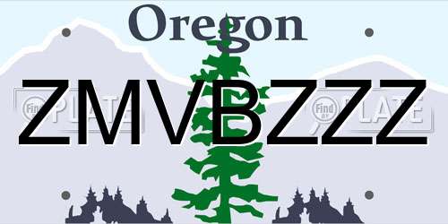 ZMVBZZZ Oregon License Plate