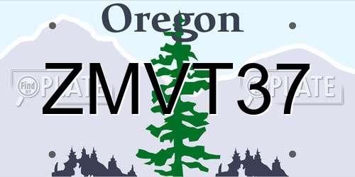 ZMVT37 Oregon License Plate