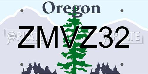 ZMVZ32 Oregon License Plate