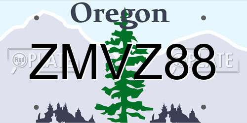 ZMVZ88 Oregon License Plate