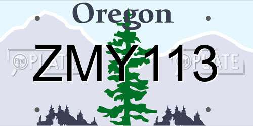 ZMY113 Oregon License Plate